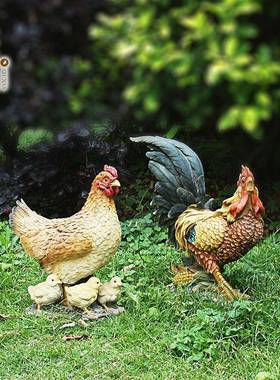 庭跨境园林口农场公出鸡树脂院摆件仿真动物鸡11258800鸭装饰景观