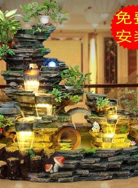 假山流厅水鱼喷泉鱼池缸瀑布造景室内客户外花园景庭TB602563院水