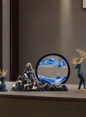 流沙画创意沙轻奢新视中式摆酒件柜漏电柜客厅办公桌装F99JS687饰