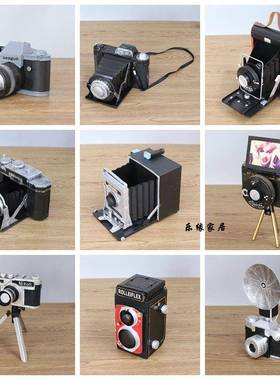 复古摄道具橱窗摆件铁做旧仿古铁艺单相机反模型皮手工t%lznlzn工