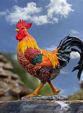 户外大公鸡摆件仿JIU真母鸡工艺装鸡饰品庭院花生肖造鸡草坪园景