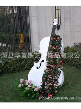 外摆件户仿真大提琴铁艺花架大雕塑婚庆道装饰-品型公具园景观摆