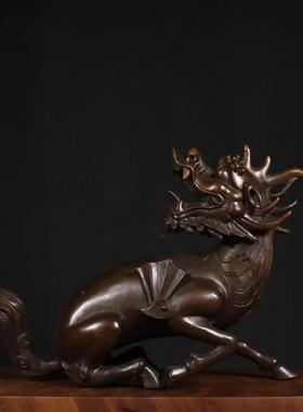 板复古铜貔貅摆件吉祥物神兽瑞皮丘客厅酒老2517办公室桌柜店铺开