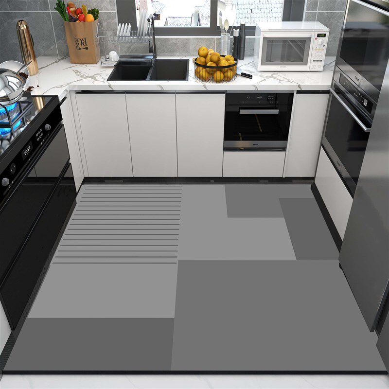 厨房满铺可擦洗皮革地垫防水防滑防油耐脏脚垫子简约pvc定制地毯 - 图0