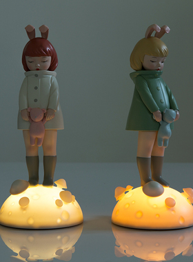 可米生活 白夜童话 兔女郎灵犀灯 结婚礼物摆件饰品家居雕塑艺术