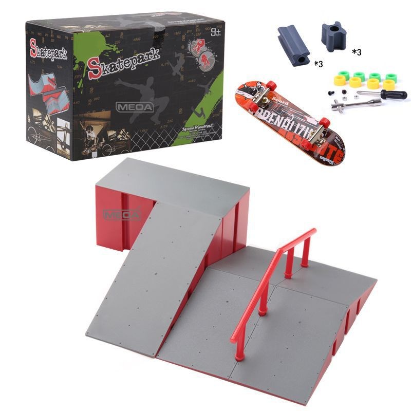 手指双翘滑板台套装场地组合4in1场景合金迷你道具儿童玩具小礼物 - 图3
