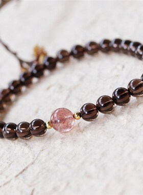 天然茶水晶手链女ins小众设计高级感个性冷淡风今年手链森系 仙美