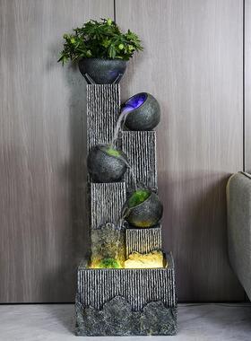 现代简约流水家居好物落地喷泉客厅电视柜旁装饰品水景加湿器摆件