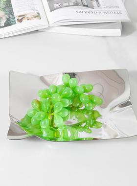 轻厅奢约不锈果钢收纳盘简摆件样板房客茶G25819几餐桌售楼部家居