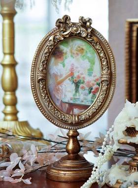 欧式复古雕花子桌摆台镜面拍摄梳道具浮雕相框画22563框妆镜家居