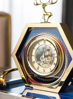 金色小鹿房合金创意家45245居板床品头柜时钟装饰样电视柜摆件