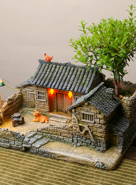 文竹盆景植物室内小盆栽客厅办公室桌面J微景观造景老房子模型摆