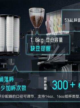 无人咖啡售卖机 源头工厂直发 现磨冰咖 几十种配方 智能监控后台