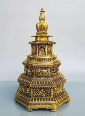 特大号佛塔摆件纯铜八卦九层方位文昌塔客厅办公室书房桌面摆件