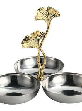 现代简约金属电镀银花瓶不锈钢托盘果盘摆件餐厅桌面样板房装饰品