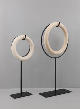 新中0025式创意环绞丝圆树脂摆件样板房家玄关居客软装饰品桌面摆