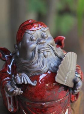 家居陶瓷小摆件办公室  觉品馗引送礼手桌面礼佳钟土窑《化福》德