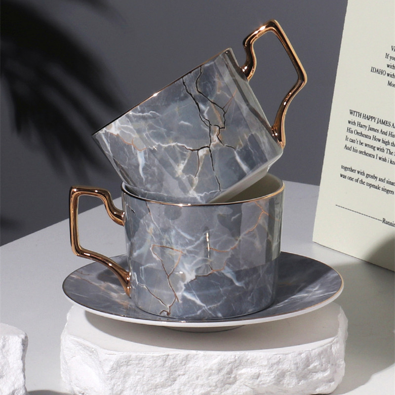 高档枪灰咖啡杯碟套装 欧式茶杯英式下午茶茶具陶瓷高档结婚礼物,淘宝优惠券,粉丝福利购,淘宝优惠卷