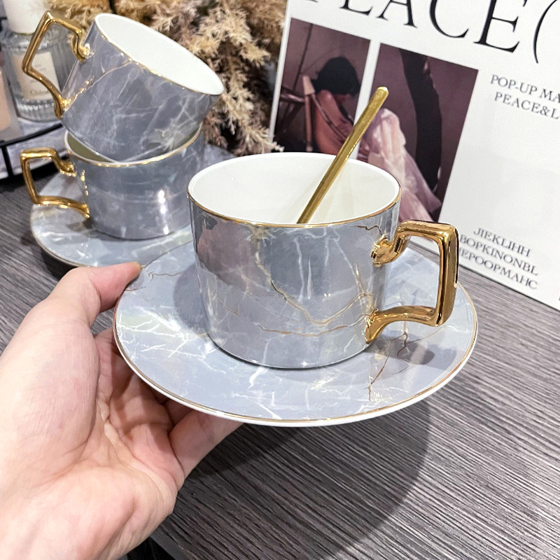 高档枪灰咖啡杯碟套装 欧式茶杯英式下午茶茶具陶瓷高档结婚礼物,淘宝优惠券,粉丝福利购,淘宝优惠卷