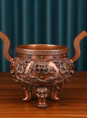 纯铜大号九龙鼎摆件鼎工艺品z中式办公室公司店铺开业庆典礼品