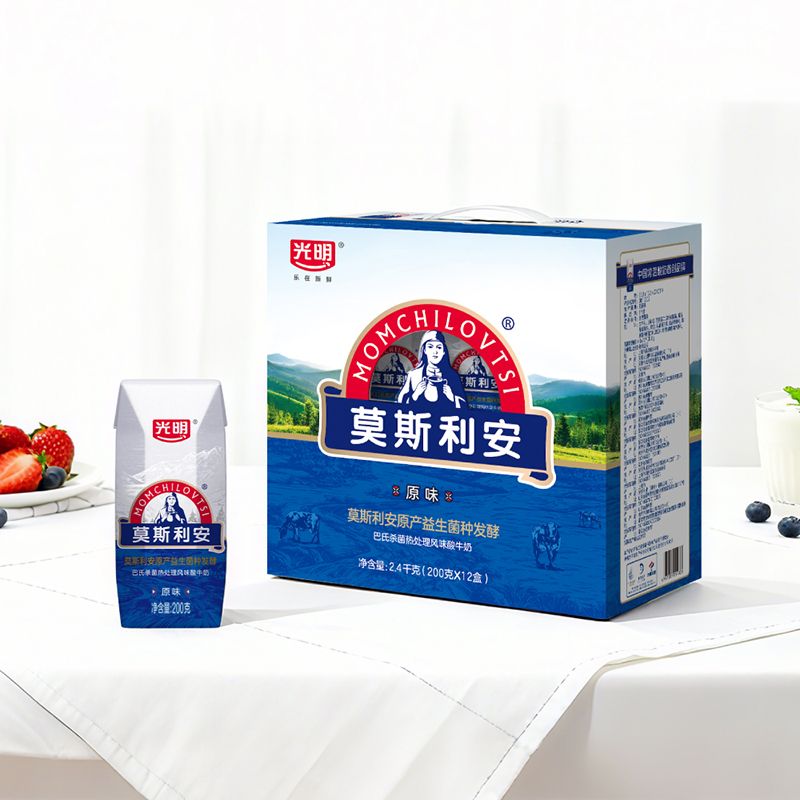 【6月产】光明钻石包莫斯利安风味酸牛奶(原味)200g*12盒