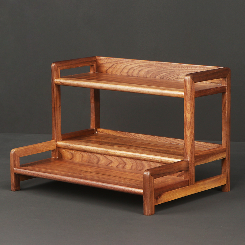 茶具架子置物架黑胡桃木博古架茶杯收纳层架桌面小型茶壶架摆件架 - 图3