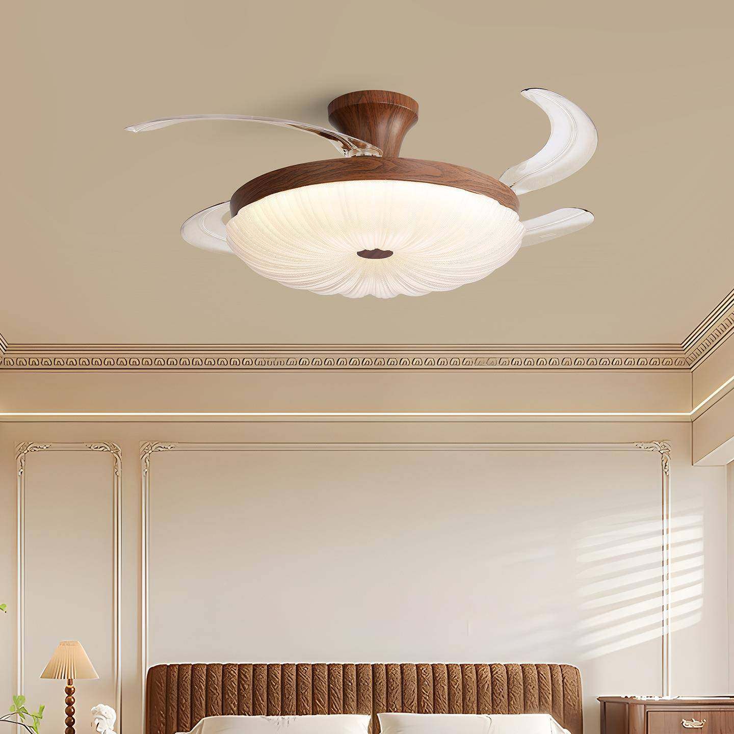 光谱全古风扇灯客室厅餐厅卧中复古胡桃木色597隐形电护眼吊扇灯L,淘宝优惠券,粉丝福利购,淘宝优惠卷