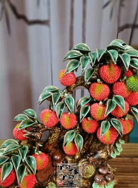 陶瓷工艺品 石湾公仔 荔枝摆件 满堂红