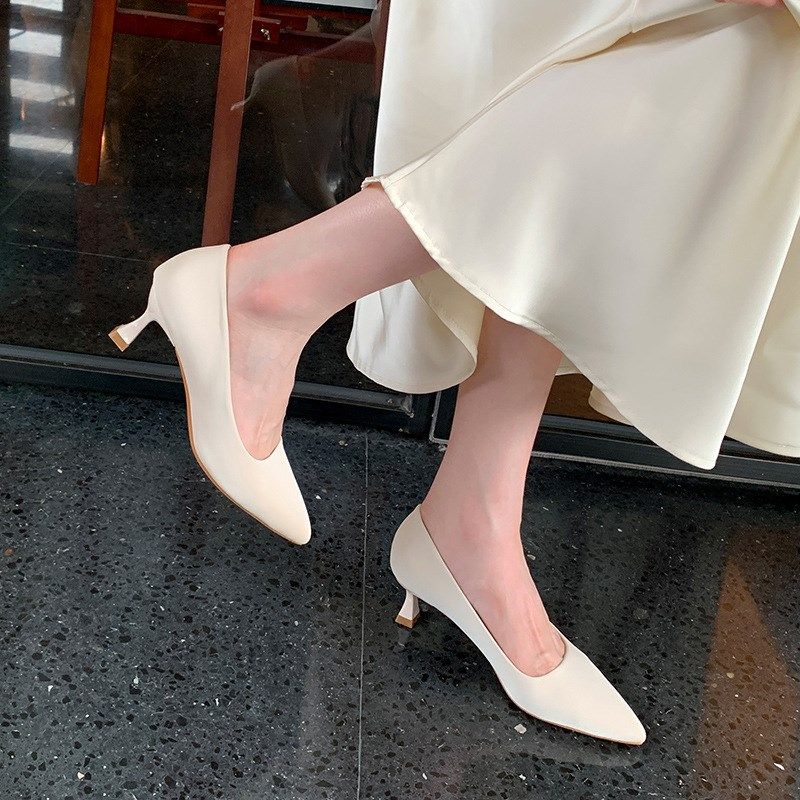 020412-1法式细跟高跟鞋尖头黑色工作鞋宽胖脚大码女单鞋41-43,淘宝优惠券,粉丝福利购,淘宝优惠卷