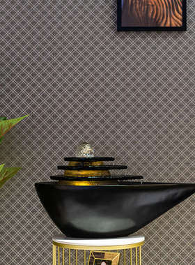 创意简约水景流h水摆件循环水办公室水钵喷泉招财桌面落地家居装