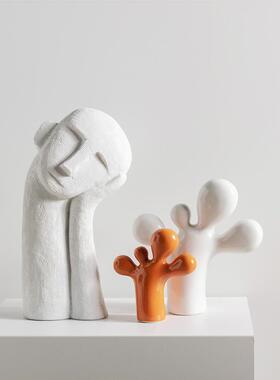 现代简约白色沉思男橙色脚丫摆孩样间客厅茶几酒柜隔板断501284装