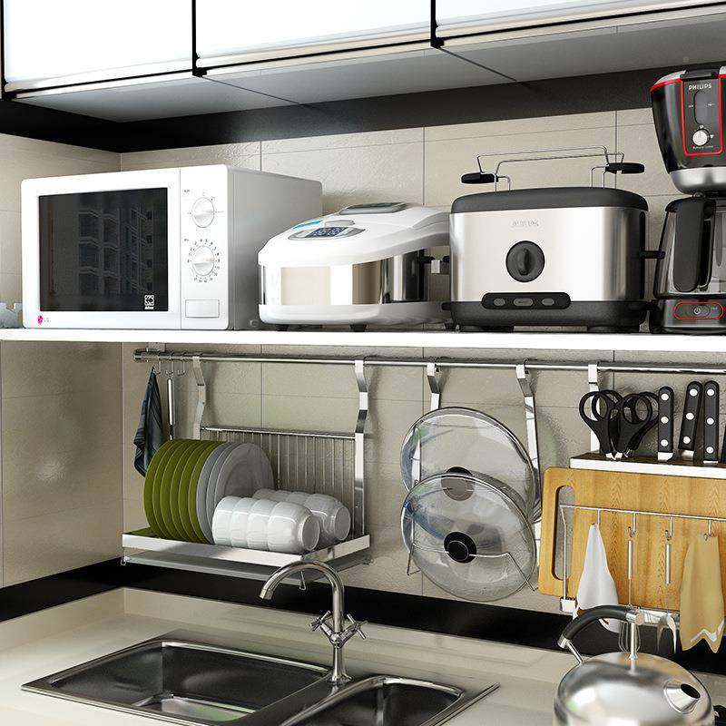 厨房面置物架微波炉式壁挂墙上烤箱单层收纳储墙物qtwk73/T架304,淘宝优惠券,粉丝福利购,淘宝优惠卷