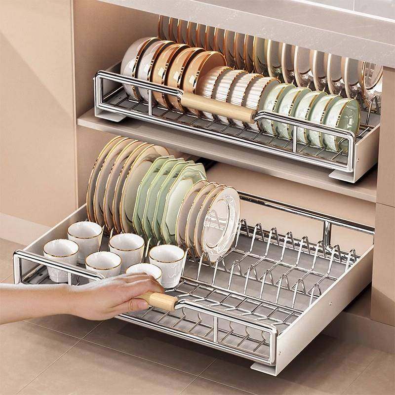 厨橱碗盘纳架碗碟拉篮抽屉式置物房架柜内收chsCfnYd沥水抽拉碗篮,淘宝优惠券,粉丝福利购,淘宝优惠卷