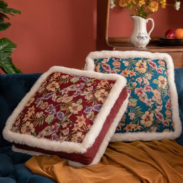 轻奢复古坐垫屁垫地板高级感双层毛边样板房靠垫田园刺绣蒲团坐墩,淘宝优惠券,粉丝福利购,淘宝优惠卷