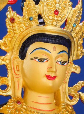 文殊菩萨 精工 纯铜光面 西藏具神像摆件 仿尼泊尔全鎏金7寸