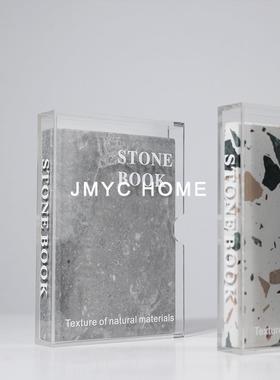 简约现代大理软石装饰书摆件样板本间装软装书房书柜展WWS示柜饰