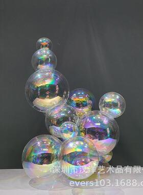 透明炫彩玻璃板球酒店大堂餐炫彩玻璃厅商业中心楼处样间售代门现