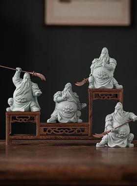 青砂茶石文创饰关公关云长武财神CSZW-BJA历史人桌面摆件物鱼缸造