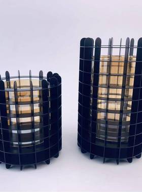 191现代简约几何插艺网格镂空金属花瓶样板术客厅花器软间装饰品