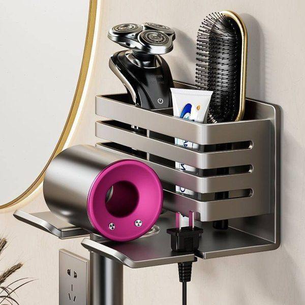 吹风机架免打孔浴室电吹风挂件厕所吹风支架卫生间梳子置物收纳架,淘宝优惠券,粉丝福利购,淘宝优惠卷