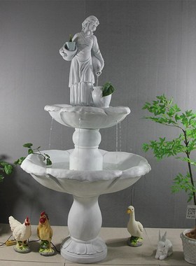大型欧式流水喷泉客厅雕塑户包假山鱼池庭院水景花园装饰落地摆件