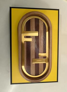 F同款轻奢高档拼木托盘首饰收纳盒桌面摆件玄关装饰品送礼礼盒装