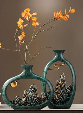 新中国禅宗风格博古架装饰景观花瓶饰品客厅酒柜家江山花瓶工艺品