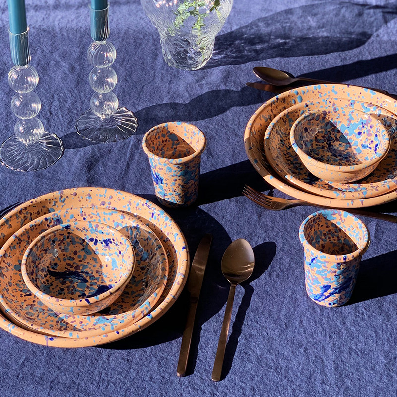 土耳其Bornn手工搪瓷碗盘，家用沙拉托盘珐琅餐具