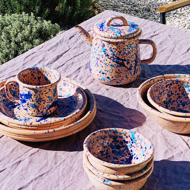 土耳其Bornn手工搪瓷碗盘，家用沙拉托盘珐琅餐具