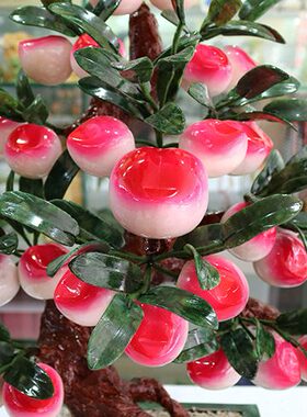 玉石盆景 28仙桃树 玉器客厅办公室摆件家居饰品送礼工艺品可定做