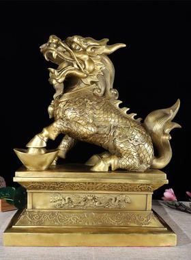 定制专拍铜麒麟摆件一对全铜工艺品祥瑞麒麟家居装饰摆件