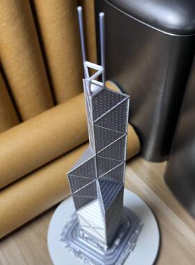 香港中银大厦模型香港地标建筑摆件现代简约旅游礼品建筑工艺品