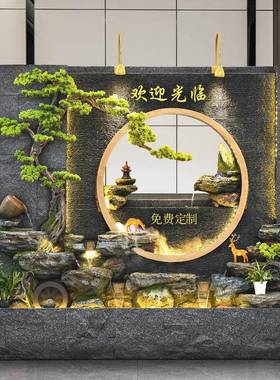 室内水幕墙假山水景办饰公观室客厅玄关酒店会所流落地TB676325装
