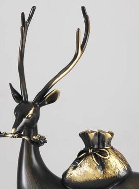 《财鹿亨通》招办财铜鹿家装居饰品806客厅面玄关公室桌轻奢高档